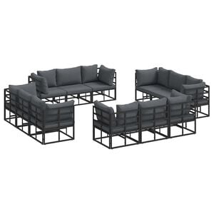 vidaXL Conjunto de sof&aacute;s de jard&iacute;n 12 uds. Negro Metal