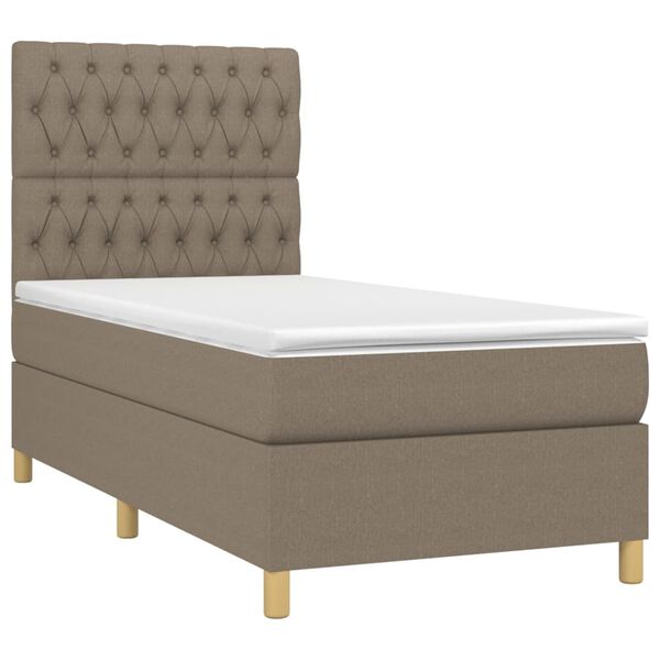 vidaXL Cama box spring con colch&oacute;n tela gris taupe 90x200 cm