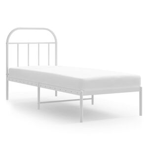 vidaXL Estructura cama sin colch&oacute;n con cabecero metal blanco 75x190 cm