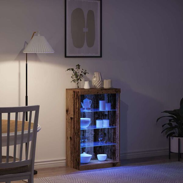 vidaXL Aparador LED Madera vieja 60,5 x 37 x 100 cm