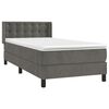 vidaXL Cama box spring con colch&oacute;n terciopelo gris oscuro 90x200 cm