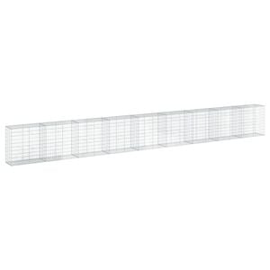 vidaXL Cesta de gaviones con cubierta hierro galvanizado 900x50x100 cm