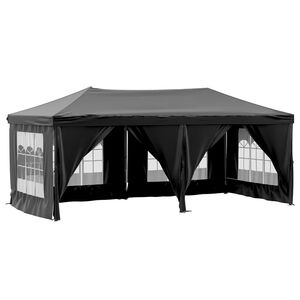 vidaXL Carpa para fiestas plegable con paredes laterales negra 3x6 m