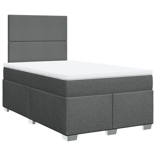 vidaXL Cama box spring con colch&oacute;n tela gris oscuro 120x190 cm