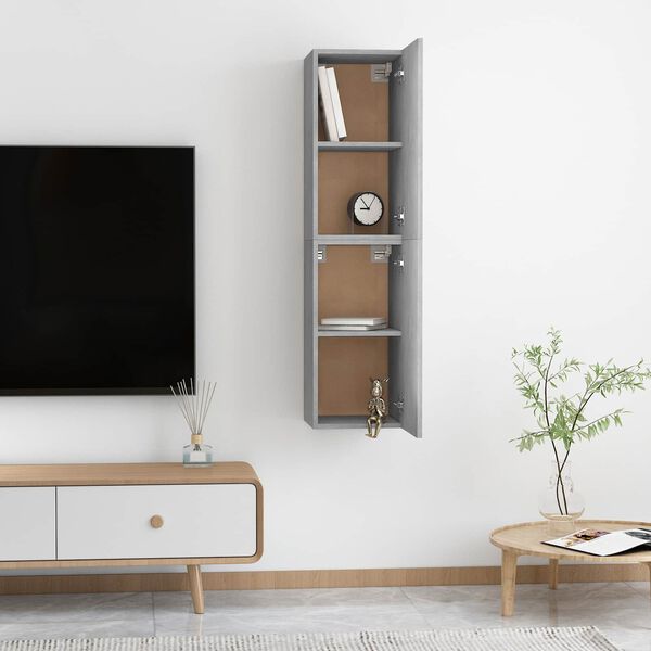 vidaXL | Mueble para TV de Pared | 2 pcs Gris hormig&oacute;n 30.5 x 30 x 60 cm