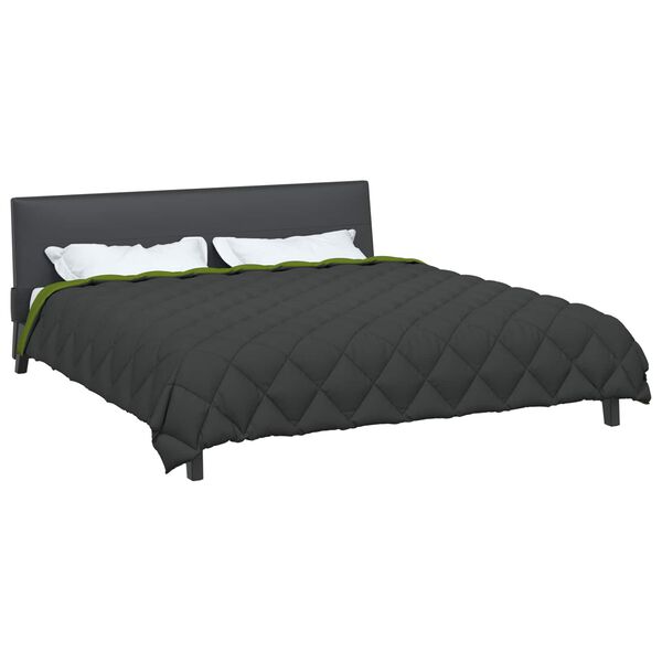 vidaXL Edred&oacute;n de Invierno Verde y Antracita 200 x 200 cm Microfibra