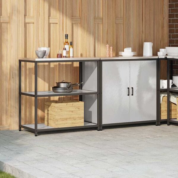 vidaXL Juego de Almacenamiento de Cocina con estante 2 pcs Plateado