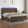 vidaXL Cama box spring colch&oacute;n luces LED tela marr&oacute;n oscuro 200x200 cm