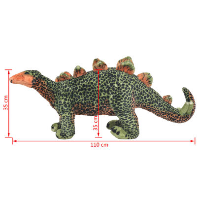 vidaXL Dinosaurio Stegosaurus de peluche de pie verde y naranja XXL