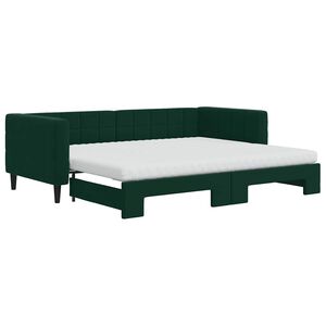 vidaXL Sof&aacute; cama nido con colch&oacute;n terciopelo verde oscuro 90x200 cm
