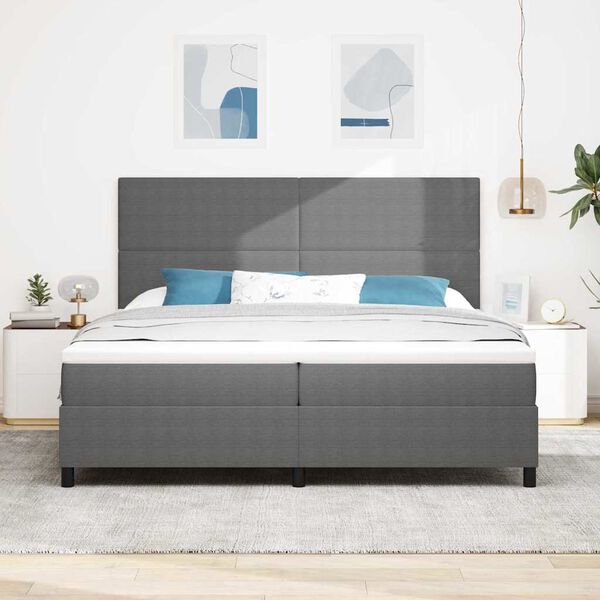 vidaXL Cama tipo Box Spring Gris claro y blanco. 203 x 200 x 128 cm
