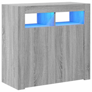 vidaXL Aparador con luces LED gris Sonoma 80x35x75 cm