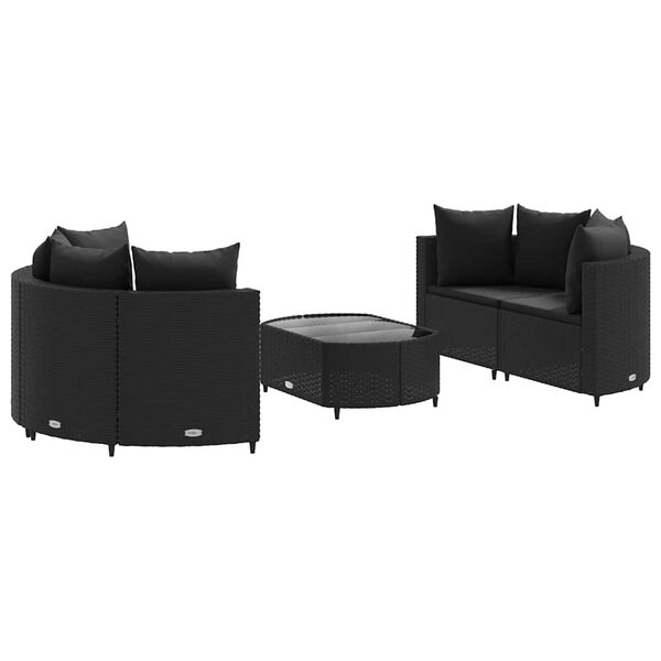 vidaXL Set de muebles de jardín 5 pzas y cojines ratán sintético negro