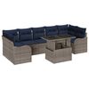 vidaXL Conjunto de sof&aacute; de jard&iacute;n 8 uds. Gris y marino rat&aacute;n sint&eacute;tico