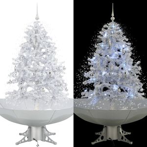 vidaXL &Aacute;rbol de Navidad con nieve con base en paraguas blanco 140 cm