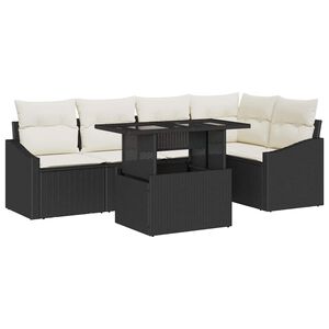 vidaXL Conjunto de sof&aacute; de jard&iacute;n 6 uds. Negro y crema