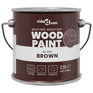 vidaXL Pintura para madera Marr&oacute;n 2,5 L Impresi&oacute;n en pared