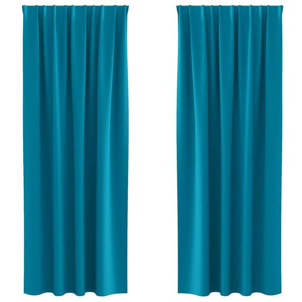 vidaXL Cortinas Opacas con Anillas 2 pcs Tuquesa 245 x 140 cm
