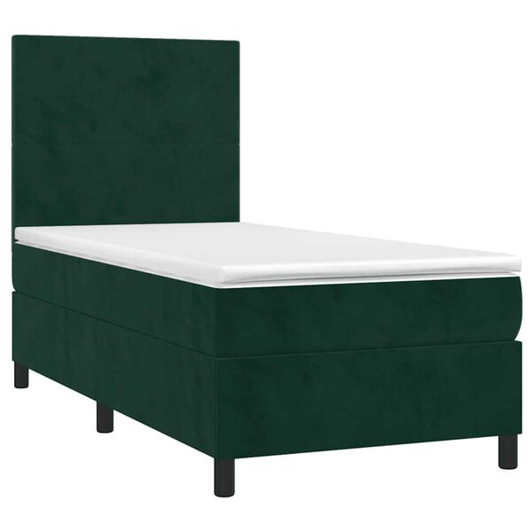 vidaXL Cama box spring con colch&oacute;n terciopelo verde oscuro 90x190 cm