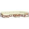 vidaXL Conjunto de sof&aacute;s de exterior con coj&iacute;n 9 pcs Natural y Crema