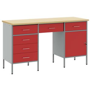 vidaXL Armario de trabajo 3 pcs Rojo Madera Ingenierizada y Acero