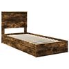 vidaXL Cama con almacenamiento con cabecera Roble ahumado 75 x 190 cm