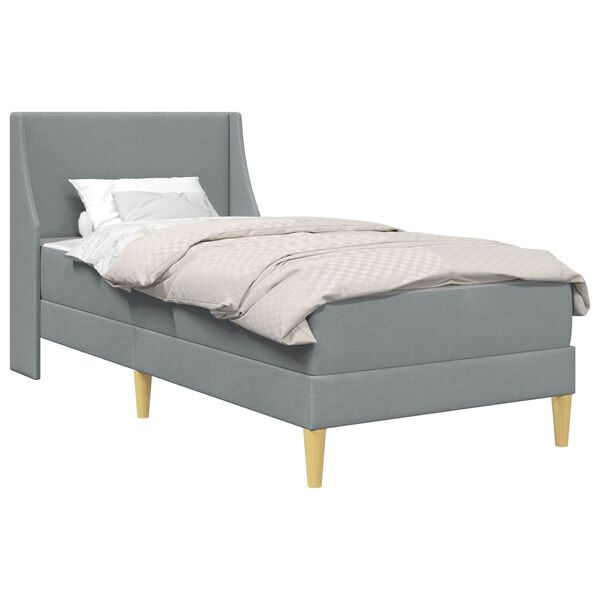 vidaXL Estructura de cama con colch&oacute;n Gris Claro 90 x 200 cm Poli&eacute;ster