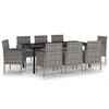 vidaXL Juego de comedor de jard&iacute;n 9 piezas gris antracita