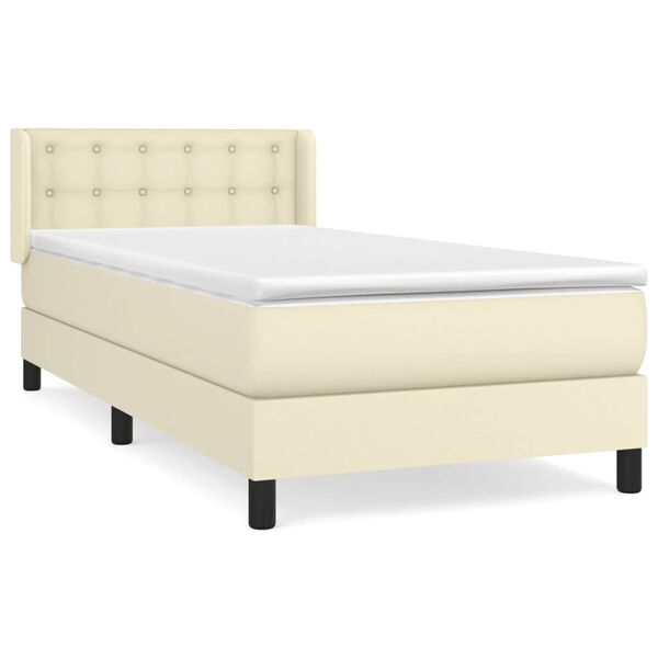 vidaXL Cama box spring con colch&oacute;n cuero sint&eacute;tico crema 90x190 cm