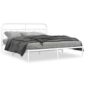 vidaXL Estructura cama sin colch&oacute;n con cabecero metal blanco 183x213cm