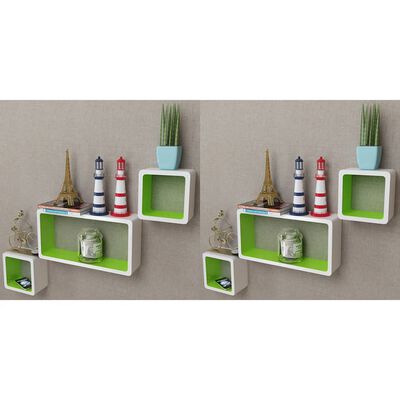 vidaXL Estanterías de cubos para pared 6 unidades blanco y verde