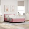 vidaXL Cama Box Spring LED con colch&oacute;n Rosa 140 x 200 cm Terciopelo