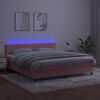 vidaXL Cama box spring colch&oacute;n y LED terciopelo rosa 160x200 cm