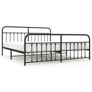 vidaXL Estructura cama sin colch&oacute;n con estribo metal negro 193x203 cm