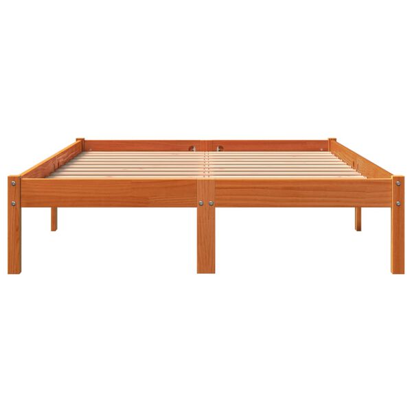 vidaXL Estructura de cama sin colch&oacute;n madera maciza marr&oacute;n 120x190 cm