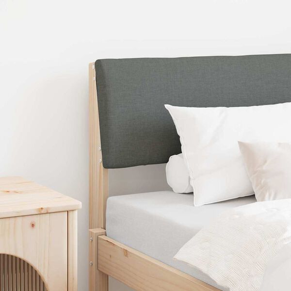 vidaXL Cabecero tapizado Gris oscuro 75 cm Madera de pino macizo