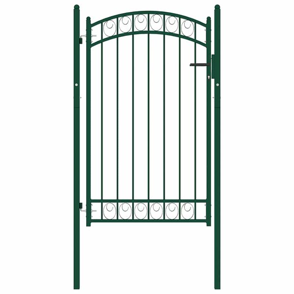 vidaXL Puerta de jard&iacute;n con arco superior acero verde 100x106 cm