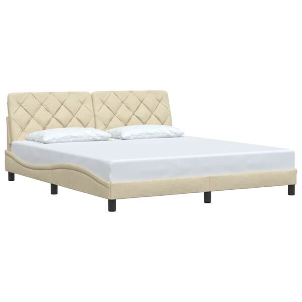 vidaXL Estructura de cama sin colch&oacute;n tela color crema 180x200 cm