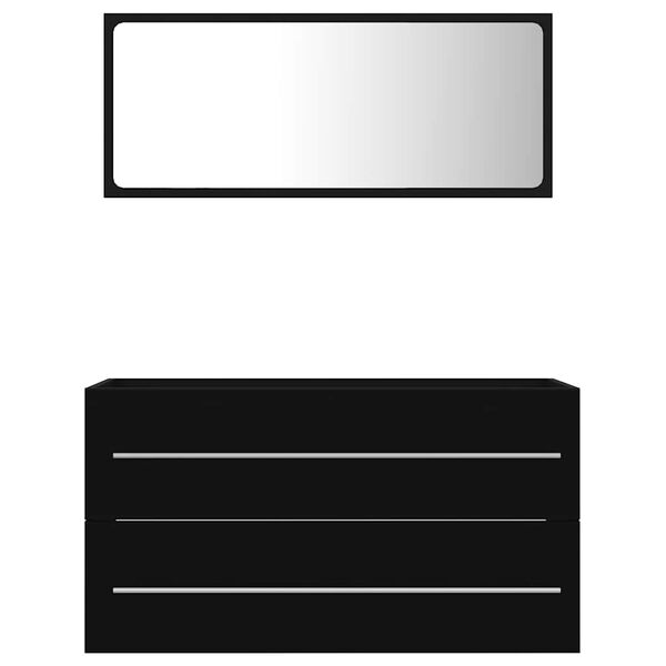 vidaXL Juego de muebles de ba&ntilde;o 2 pzas madera contrachapada negro