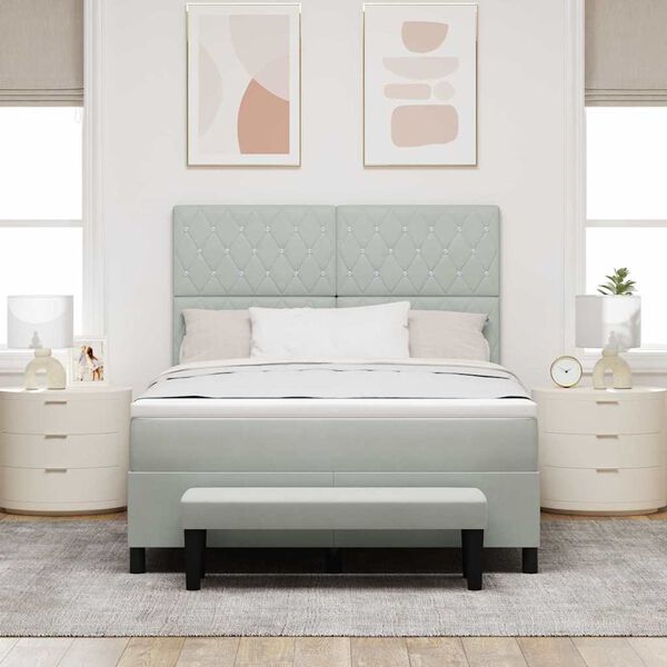 vidaXL Cama tipo Box Spring Gris claro 160 x 200 cm Terciopelo