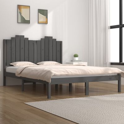 vidaXL Estructura de cama doble pequeña madera de pino gris 120x190 cm
