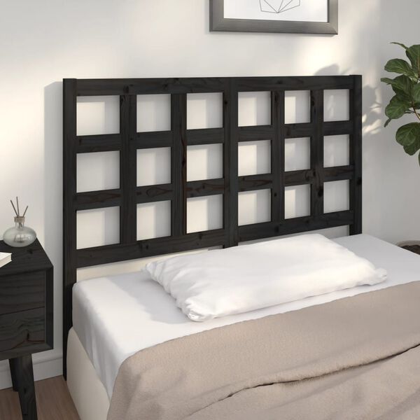 vidaXL Cabecero de cama madera maciza de pino negro 125,5x4x100 cm