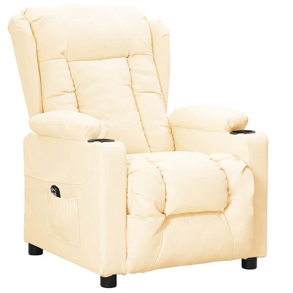 vidaXL Sill&oacute;n elevable cuero sint&eacute;tico crema