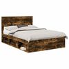 vidaXL Estructura de cama con cabecera Roble ahumado 160 x 200 cm