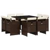 vidaXL Set comedor para jard&iacute;n 9 pzas y cojines rat&aacute;n sint&eacute;tico marr&oacute;n