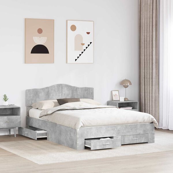 vidaXL Estructura de cama con cabecera Gris Concreto 140 x 200 cm