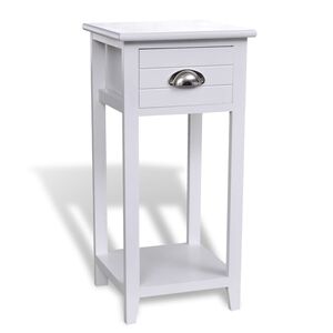 vidaXL Mesita de noche con 1 caj&oacute;n blanca