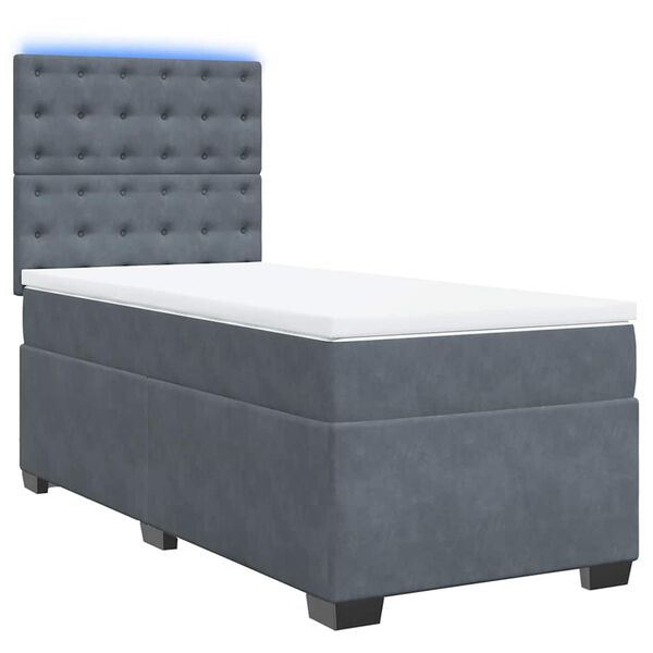 vidaXL Cama box spring con colchón terciopelo gris oscuro 90x190 cm
