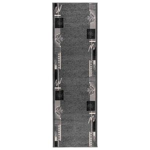 vidaXL Alfombra Runner FLORNES Tejido Gris Hojas 67 x 250 cm PP 7 mm