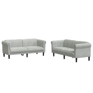 vidaXL Juego de sof&aacute;s 2 piezas terciopelo gris claro